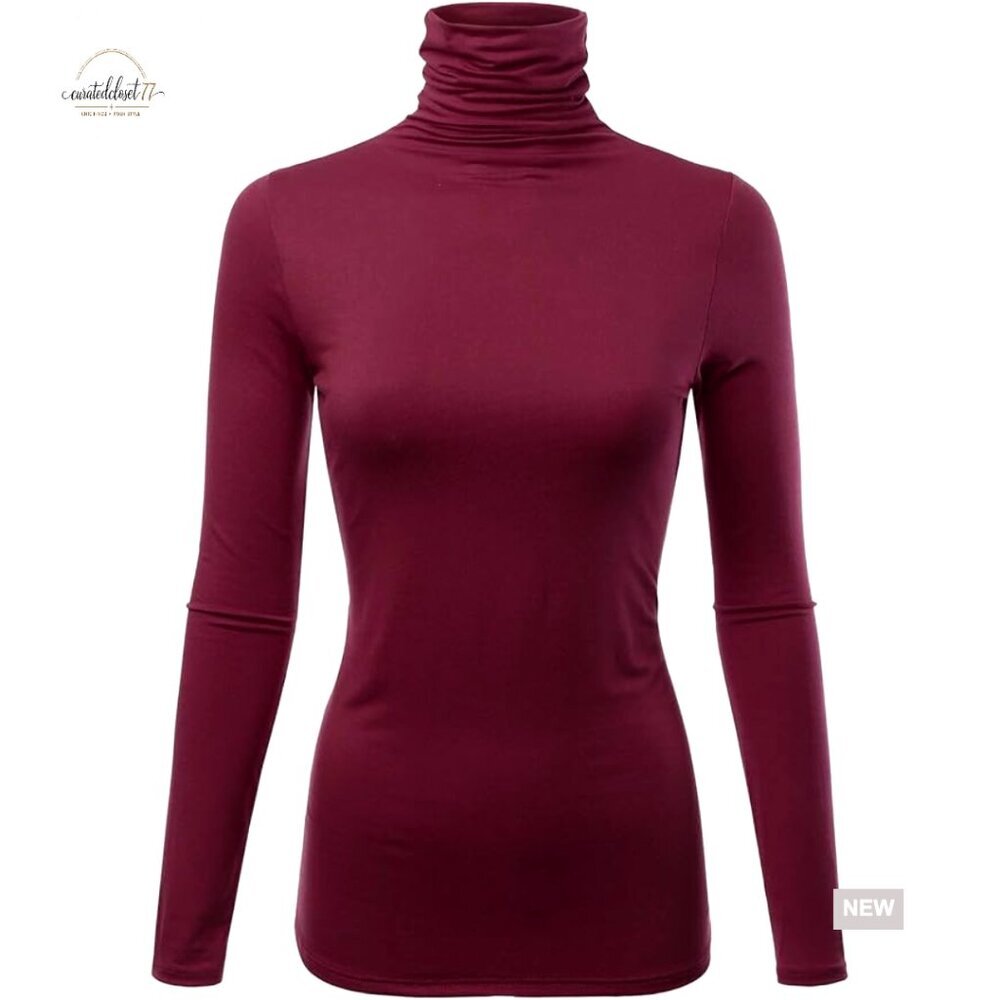 Premium Long Sleeve Turtleneck Pullover Sweater Lightweight Made in USA